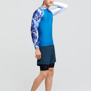 Camiseta de Compresión de Manga Larga con Cuello Redondo para Hombre, Azul Sólido, Secado Rápido, Corte Ajustado, Deportiva, Tejida en Poliéster Transpirable, Hecha a Medida - Product Image 3