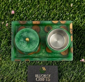 Ensemble cadeau de luxe en bois fait main pour brûleur d'encens Bakhoor et boîte à Oud en résine, idéal pour la décoration islamique de la maison pour l'Aïd et le Ramadan - Product Image 2