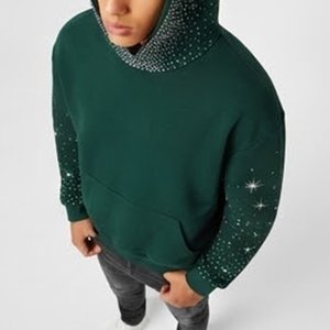 Sudaderas con Capucha para Hombre, Color Verde Oscuro, Corte Regular, Diseño de Puntos, Impresión por Sublimación, Ropa Casual de Otoño, Tejido de Poliéster, con Logotipo Personalizado - Product Image 6