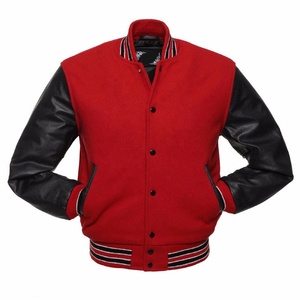 Blouson universitaire unisexe personnalisé en laine et cuir, style baseball, vente en gros - Product Image 5