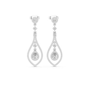 Pendientes de Boda de Oro Rosa de 14K con Diamantes Cultivados en Laboratorio, Corte Redondo y en Forma de Pera, para Mujer |   Diamante Cultivado Nuevo - Product Image 2