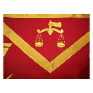 Delantal Masónico del Rito Escocés de 16.º Grado, Bordado en Rojo con Bordes Dorados, Delantal Masónico del Rito Escocés Hecho a Mano - Product Image 2