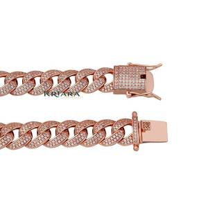 สร้อยข้อมือเพชรเลี้ยงในห้องปฏิบัติการชุบทอง 18K เงินแท้ 925 สำหรับผู้ชาย สไตล์ฮิปฮอป ทรงกลมเจียระไนแบบบริลเลียนท์ เหมาะสำหรับสวมใส่ทุกวัน โซ่โลหะมีค่า - Product Image 3
