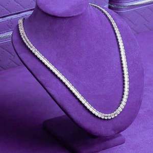 Baguette Tennis <b>Chain</b> Necklace VVS Moissanite <b>Diamond</b> Hip Hop Luxury Statement Jewelry for <b>Men</b> Unisex Premium Style Accessory - Product Image 1