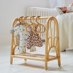 Porte-vêtements pour poupées, design charmant, rail en rotin pour vêtements de poupée, fait main, jouet pour enfants - Product Image 4