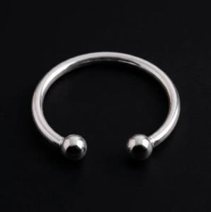 <b>Solid</b> Brass 925 Sterling <b>Silver</b> Open Cuff Bangle For Men & Women Minimalist Polished <b>Silver</b> Kada Unisex Ball End Torque <b>Bracelet</b> - Product Image 3