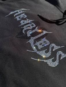 Sudadera con capucha y cremallera completa con logotipo personalizado de diamantes de imitación, sudadera con capucha extragrande con logotipo de diamantes de imitación - Product Image 6