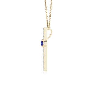 Customized 14k 18k <b>Solid</b> <b>Gold</b> 6MM 0.75Ctw Tanzanite With 1.37Ctw Multi Diamond Cross Charm <b>Pendant</b> for Men and Women Wholesaler - Product Image 3