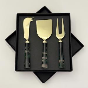 Juego de Servidor de Queso de Metal de Lujo con Mango de Resina, Elegante Cuchillo y Espátula para Queso de Acero Inoxidable para Catering de Bodas - Product Image 1