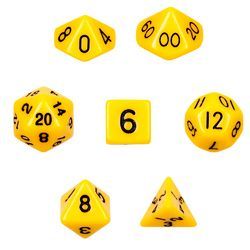 Juego de Dados Poliédricos Opacos Amarillos de 7 Piezas con Bolsa de Terciopelo Incluida - Product Image 1