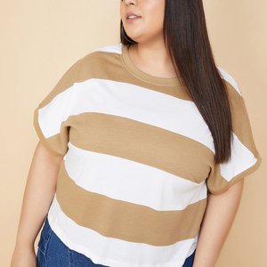 Plus Size <b>Patchwork</b> Wholesale New Hot- Selling Women's Casual Striped Long Sleeved T-shirt Breathable Anti-Pilling <b>Top</b> Clothing - Product Image 1