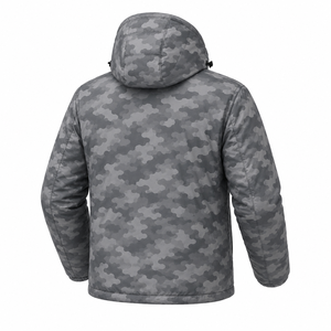 Veste matelassée à capuche camouflage gris pour homme, imperméable, coupe-vent, isolante thermiquement, pour l'hiver, la randonnée en plein air, décontractée, fermeture éclair intégrale - Product Image 3