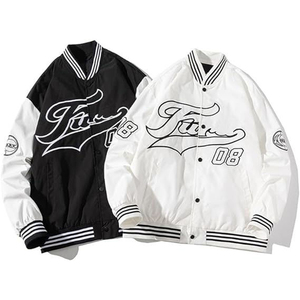 Veste universitaire, veste décontractée à blocs de couleur boutonnée pour homme, manteau de sport pour l'école et le baseball, veste universitaire personnalisée pour homme et femme - Product Image 1