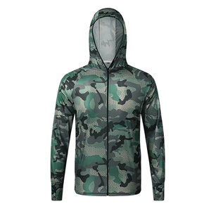 Sudadera con Capucha de Pesca con Estampado de Camuflaje, Protección UV, Chaqueta Ligera con Cremallera, Ropa Deportiva de Verano para Exteriores, Venta al por Mayor, Pedido a Granel - Product Image 3