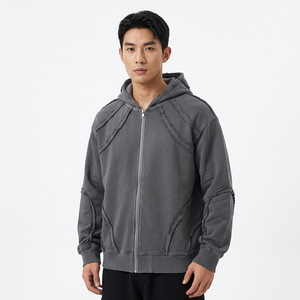 Sudadera con Capucha y Cremallera para Hombre, Talla Grande, Color Sólido, Informal, Tejida, de Poliéster, para Otoño - Product Image 4