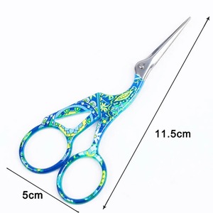 Ciseaux de couture vintage brodés motif cigogne, cisailles de tailleur, outil de couture - Product Image 2