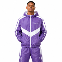 Ensembles de survêtements coupe-vent noirs en nylon personnalisés pour hommes, légers, à capuche, zippés, réfléchissants, style streetwear, vestes OEM pour hommes