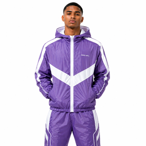 Wholesale Custom Nylon Black Windbreaker Tracksuit Sets Men Lightweight Hooded Zip Reflective Streetwear OEM men's <b>jackets</b> - Product Image 2