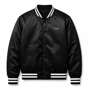 Blouson universitaire noir en satin de haute qualité pour homme avec logo personnalisé, style streetwear unisexe, blouson bomber de baseball, vente en gros 2026 - Product Image 1