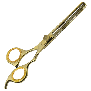 Hair Thinning <b>Shears</b> 6.5 Inch Gold Plasma Coating Stainless Steel Barber Texturizing Scissors Professional Salon Grooming <b>Tool</b> - Product Image 2