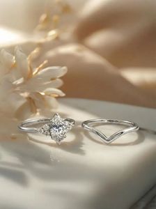 Luxury Marquise Diamond Engagement <b>Ring</b> <b>Set</b> with V-Shape Wedding Band 14K <b>Gold</b> Stackable Fine Jewelry Manufacturer - Product Image 6