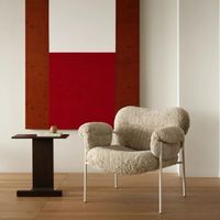 Fauteuil rembourré moderne nordique avec coussin moelleux et structure métallique pour salon, chambre à coucher, hall d'hôtel