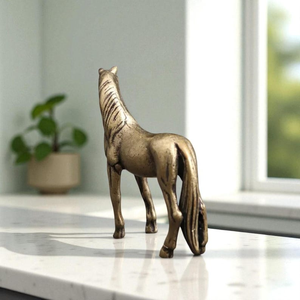 Figura de Caballo de Latón Hecha a Mano, Elegante Escultura Ecuestre de Metal, Estatua Decorativa de Animal, Decoración de Lujo para el Hogar, Adorno de Mesa - Product Image 5