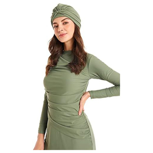 Traje de Baño Modesto para Mujer con Camiseta de Natación Extendida, Leggings Elásticos para Agua y Pañuelo a Juego - Product Image 4