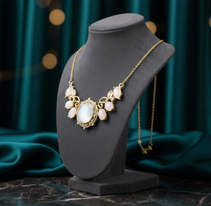 Collar de Piedras Multicolores Blanco y Rosa de 16 Pulgadas, Plata de Ley, Chapado en Oro de 18K, Collar de Diseño con Circonitas, Joyería Elegante para Bodas - Product Image 2