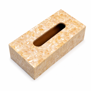 Boîte à mouchoirs en bois blanc vintage artisanale, support décoratif de luxe pour le bureau et les hôtels - Product Image 3