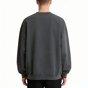 เสื้อสเวตเชิ้ตยูนิเซ็กซ์แบบย้อมสีเอซิด ผ้าฝ้ายฟลีซ 100% พิมพ์ลายพัฟ สไตล์วินเทจลำลอง เสื้อฮู้ดสตรีทแวร์สำหรับฤดูใบไม้ร่วง ขายส่ง - Product Image 3