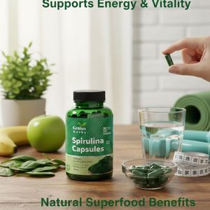 Cápsulas de Espirulina Pura Seca a Base de Plantas, Superalimento Saludable, Suministro a Granel para Uso en el Hogar y de Viaje, Paquete Verde Natural - Product Image 5