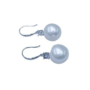 Pendientes de Perlas de Agua Dulce Naturales de Zhuji, 12-13 mm, Redondos, Casi Impecables, con Fuerte Brillo, Plata Pura, Estilo Gancho Hecho a Mano - Product Image 5