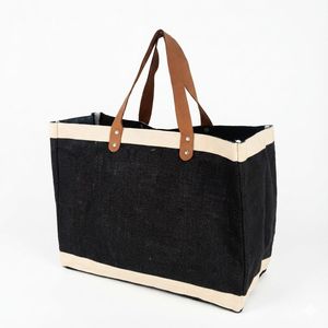 Bolsa de Compras de Lona Personalizada de Gran Tamaño, Bolsas de Yute con Letras Impresas para la Playa, Uso Diario, Fabricante Indio Directo, Cuero - Product Image 1
