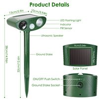 Répulsif Solaire Ultrasonique pour Animaux avec Capteur de Mouvement PIR, Étanche IPX4, Contrôle des Aboiements pour Ferme, Jardin, Cour, Allée, Raccoon