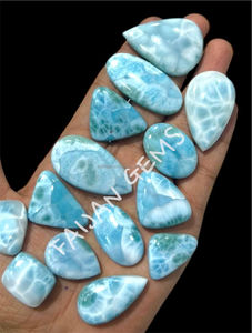 Larimar Natural de República Dominicana, Gema Suelta en Cabujón, Pulida, Formas Variadas, Todos los Tamaños, Cristal para Joyería, Certificado por Terceros FAIJAN GEMS - Product Image 2