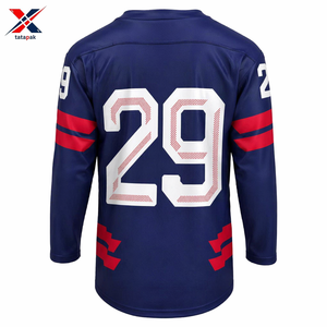 Uniforme de hockey sur glace unisexe personnalisé OEM, 100% polyester, antibactérien, séchage rapide, respirant, vêtements de performance sublimés, logo sur le devant - Product Image 6