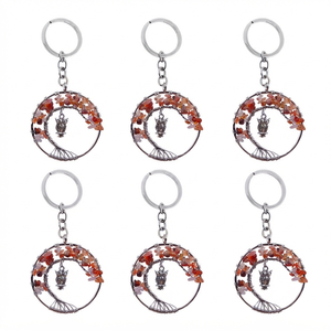 Llavero de cristal de alta calidad con árbol de la vida de cornalina roja, llavero de piedra natural con diseño de búho, regalos para mujeres. - Product Image 3
