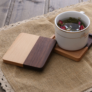 Sous-verres en bois de hêtre et noyer naturel, rustiques, modernes et uniques, personnalisables en gros pour tasses à café - Product Image 2