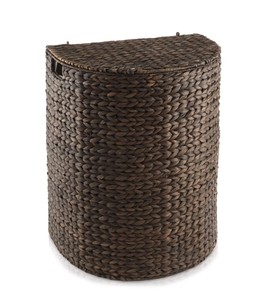 Natural Water Hyacinth Laundry Basket Corner <b>Hamper</b> with Lid Handwoven Straw Toy Clothes Storage Bin Home Organization Bulk - Product Image 2