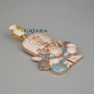 925 Silver Rose Gold Diamond Pendant Hip Hop Monkey Charm With <b>Money</b> Bag And Cross Design For Men Jewelry - Product Image 2