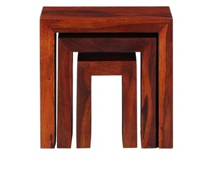 Minimalist Solid Wood Nesting Tables Set of 3 | <b>U</b>-Shaped Waterfall Edge Stool Set | Wholesale <b>Living</b> Room Furniture - Product Image 5