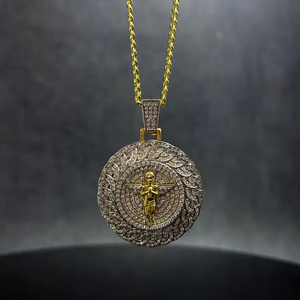 Iced Out <b>Angel</b> Pendant with Moissanite Gold and Silver Tone Hip Hop Style Jewelry for Men and Women Party Occasion - Product Image 2