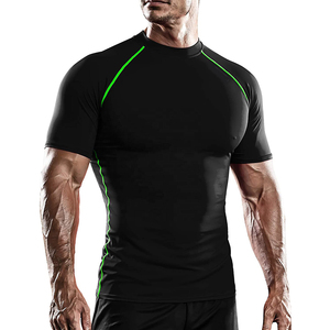 <b>Men</b> athletic compression <b>Men's</b> T-Shirts workout top gym training wear tight fit <b>stretch</b> breathable fabric performance running - Product Image 6