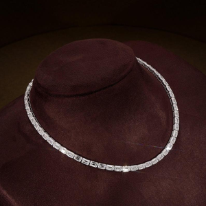 Collar de tenis con moissanita estilo baguette, joyería de plata brillante con diseño de diamante, elegante y atemporal para mujeres y hombres. - Product Image 5