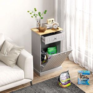 Porta Pattumiera Riciclo Autoportante con Cassetto, Contenitore Ribaltabile per Rifiuti da Cucina, Grigio, per Mobili da Cucina - Product Image 6