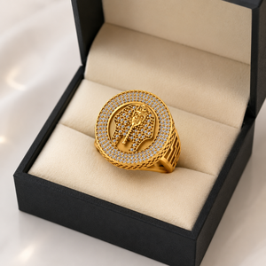Bague de mariage fine pour homme, design tendance, style Hip Hop, personnalisée, tête de Pharaon, en argent 925, Moissanite, sertie de pierres, effet bling - Product Image 3