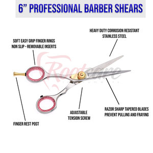 Premium Quality Stainless Steel Barber <b>Scissors</b> Sharp Edge Professional Hair Salon <b>Left</b>-<b>Handed</b> Foldable Long Handle ROOTCARE - Product Image 6
