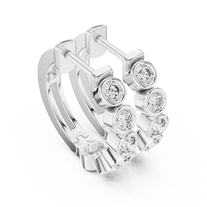 Aros con bisel de diamantes de laboratorio de corte redondo, 1.32 quilates, oro amarillo, aretes minimalistas para novia, regalo de aniversario de boda, oro de 9K, 14K, 18K - Product Image 1