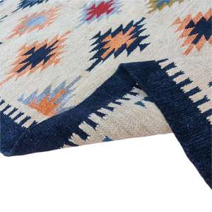 พรม dhurrie ทำด้วยมือทำจากผ้าฝ้ายขนาด4x6ฟุตสำหรับการตกแต่งห้องนั่งเล่นหรือห้องนอนที่หรูหรา - Product Image 6